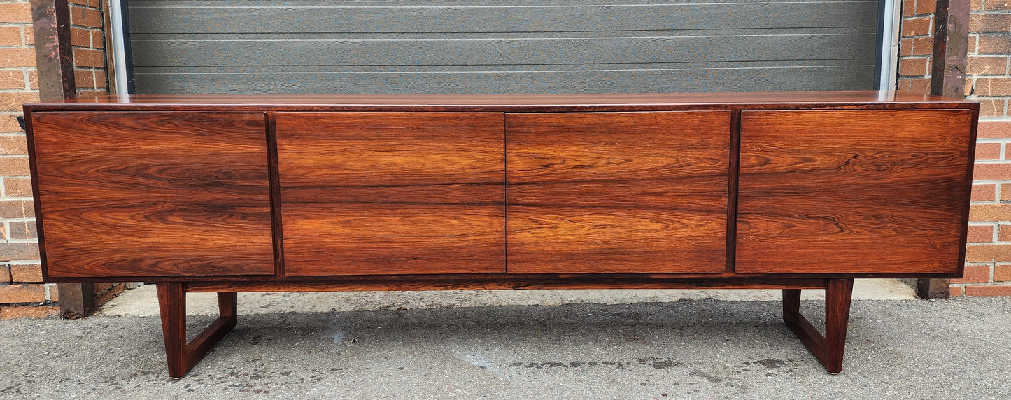 REFINISHED Danish Mid Century Modern Brazilian Rosewood Sideboard 95"