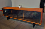 REFINISHED Mid Century Modern Teak & Black Bookcase TV Media Console 76.5