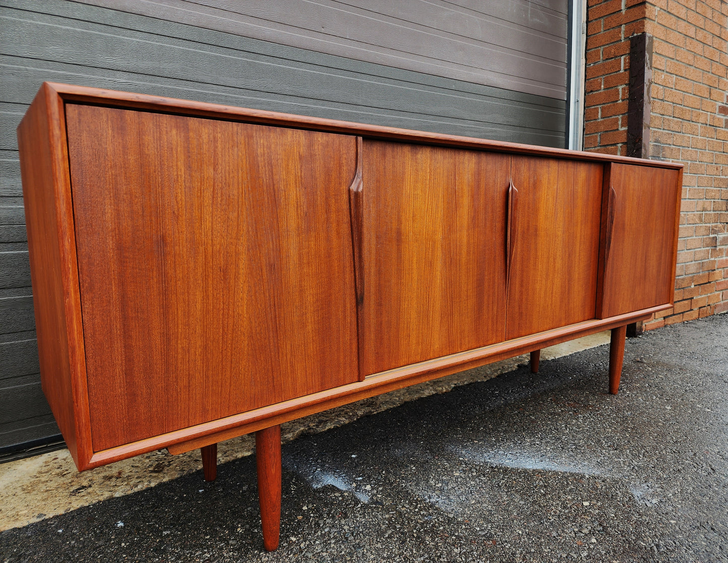 REFINISHED Danish Mid Century Modern Teak Sideboard by Gunni Omann 79"