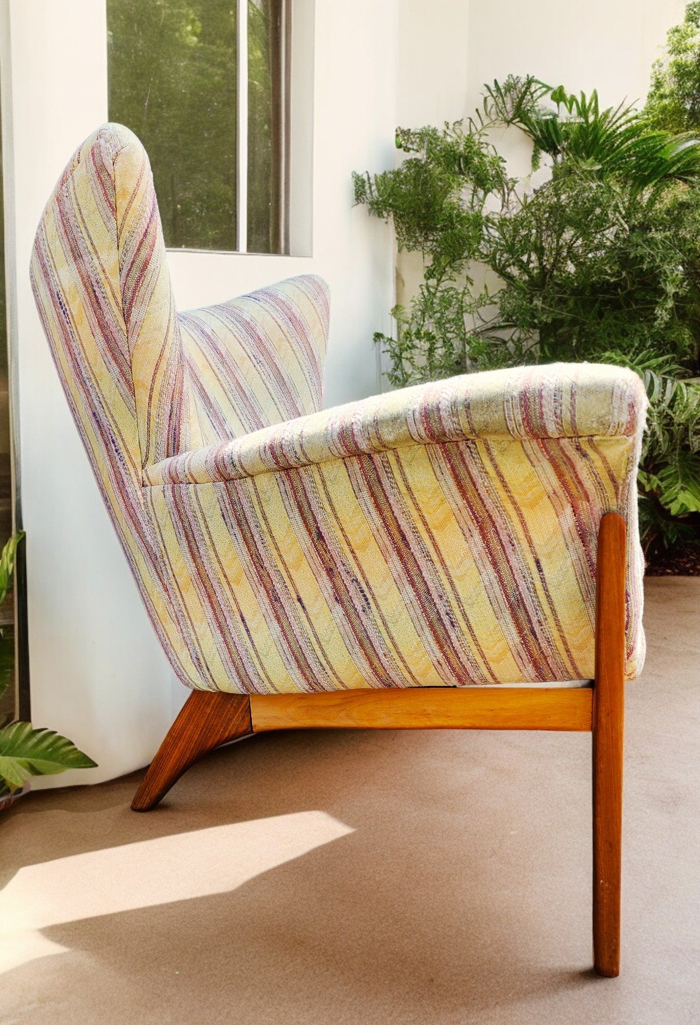 REFINISHED Mid Century Modern Small Wing Back Chair in Adrian Pearsall style