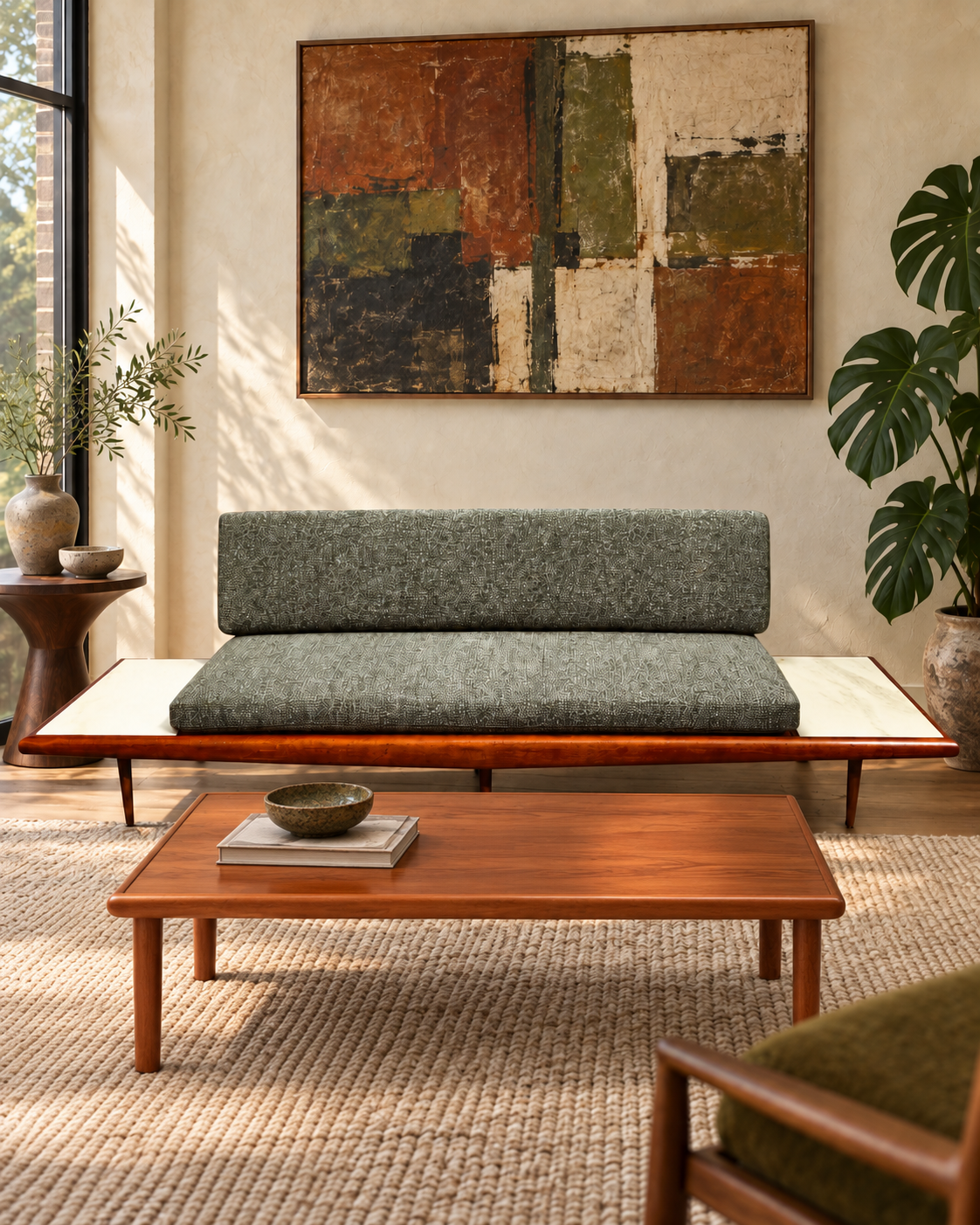 REFINISHED Mid Century Modern Daybed Sofa by A. Pearsall w NEW CUSHIONS