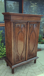 Antique Indian Teak Armoire Hand Carved, compact 10