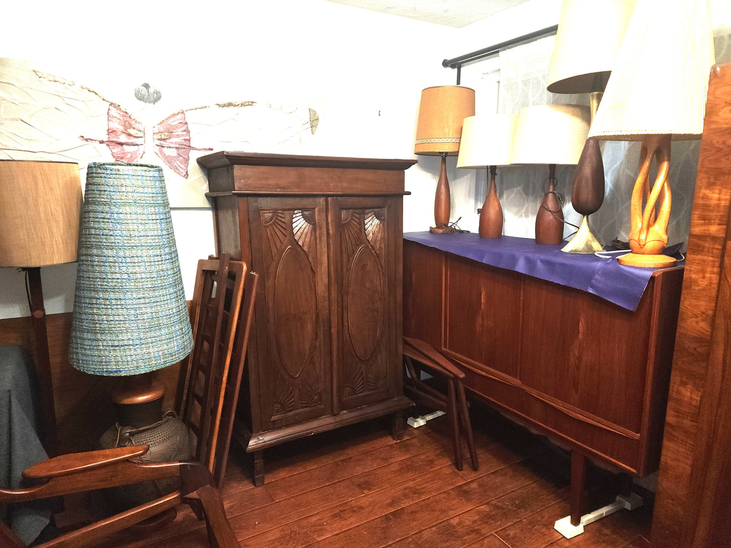 Antique Indian Teak Armoire Hand Carved, compact