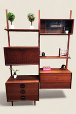REFINISHED Danish MCM Teak Modular Wall Unit by Poul Cadovius for CADO 1