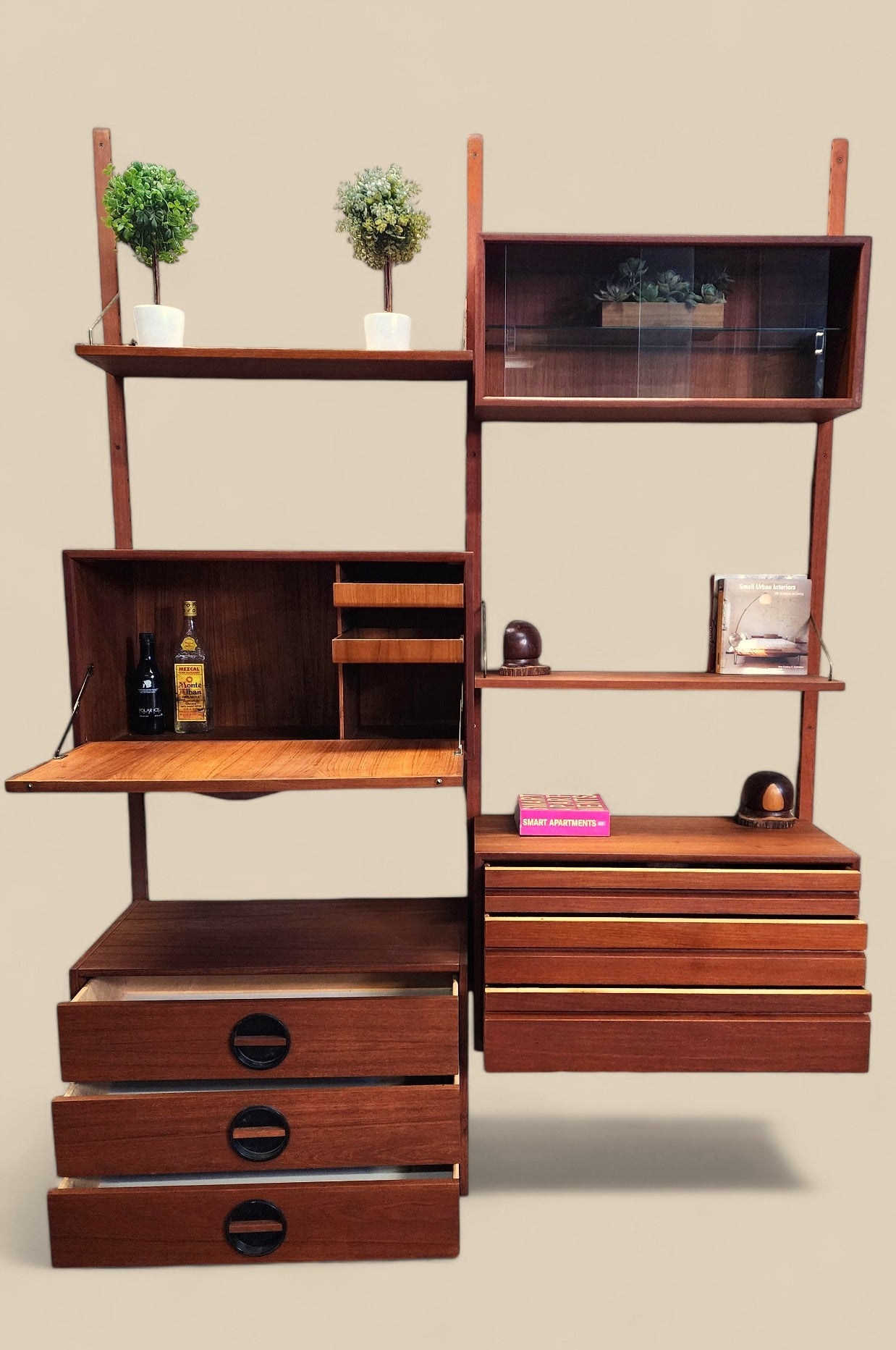 REFINISHED Danish MCM Teak Modular Wall Unit by Poul Cadovius for CADO