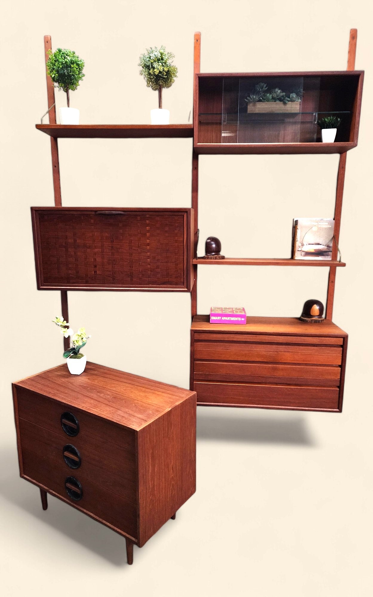 REFINISHED Danish MCM Teak Modular Wall Unit by Poul Cadovius for CADO