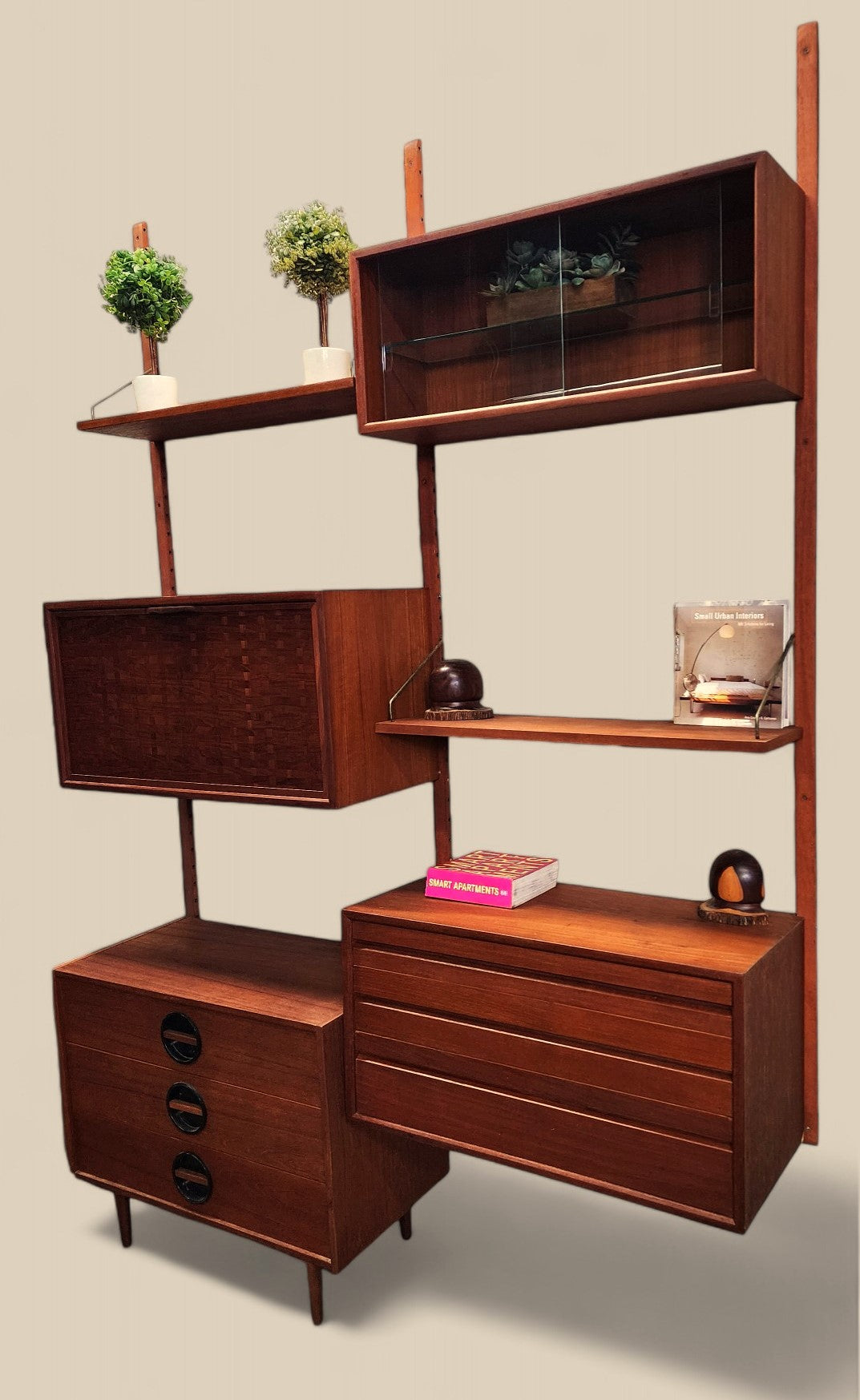 REFINISHED Danish MCM Teak Modular Wall Unit by Poul Cadovius for CADO