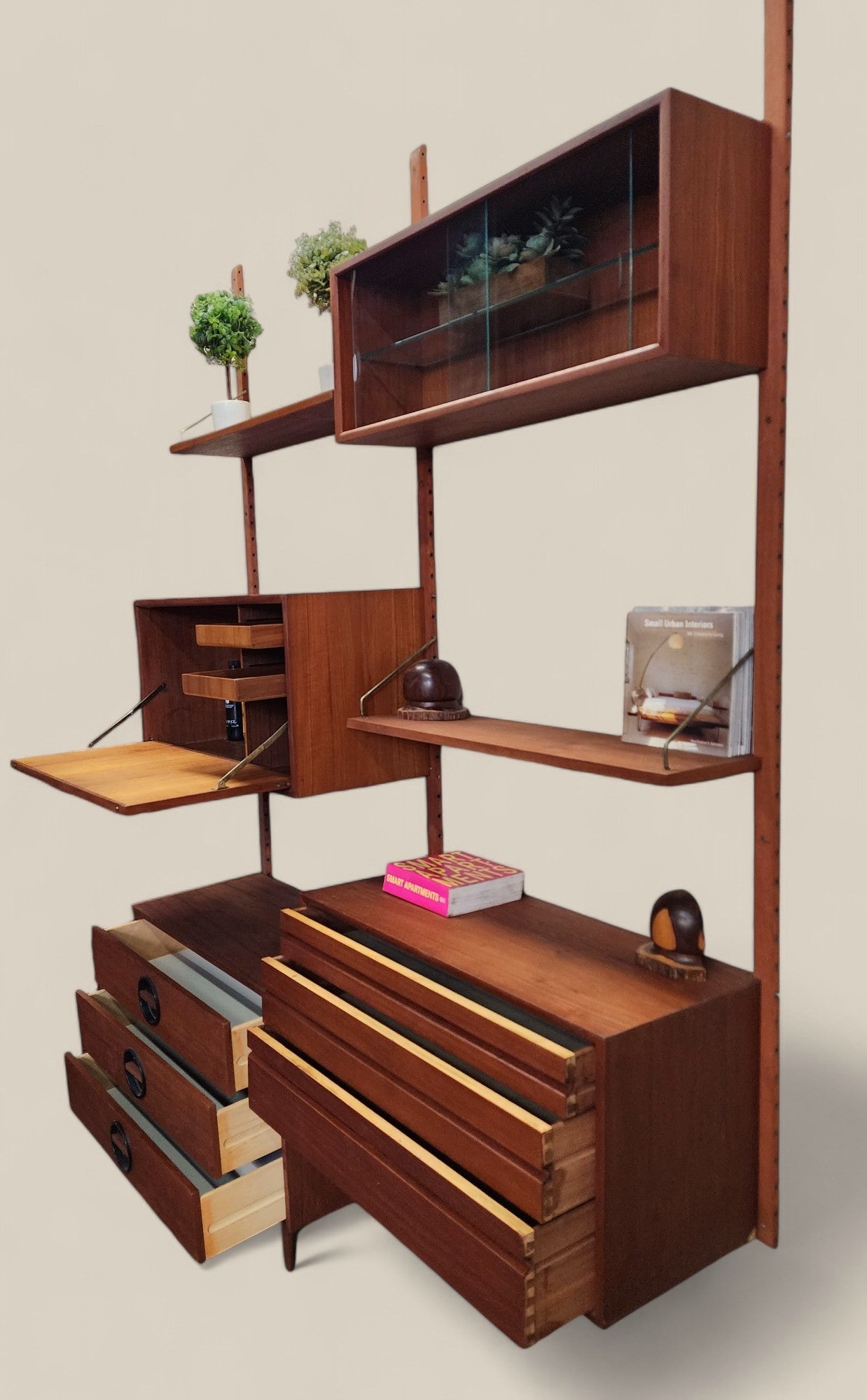 REFINISHED Danish MCM Teak Modular Wall Unit by Poul Cadovius for CADO