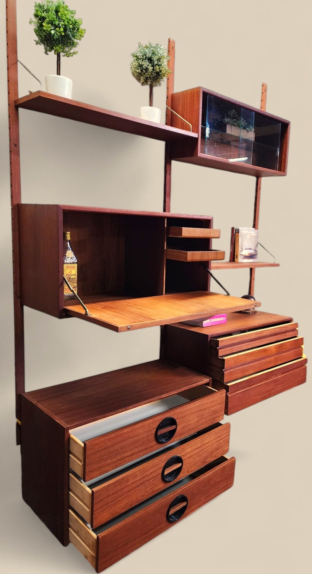 REFINISHED Danish MCM Teak Modular Wall Unit by Poul Cadovius for CADO