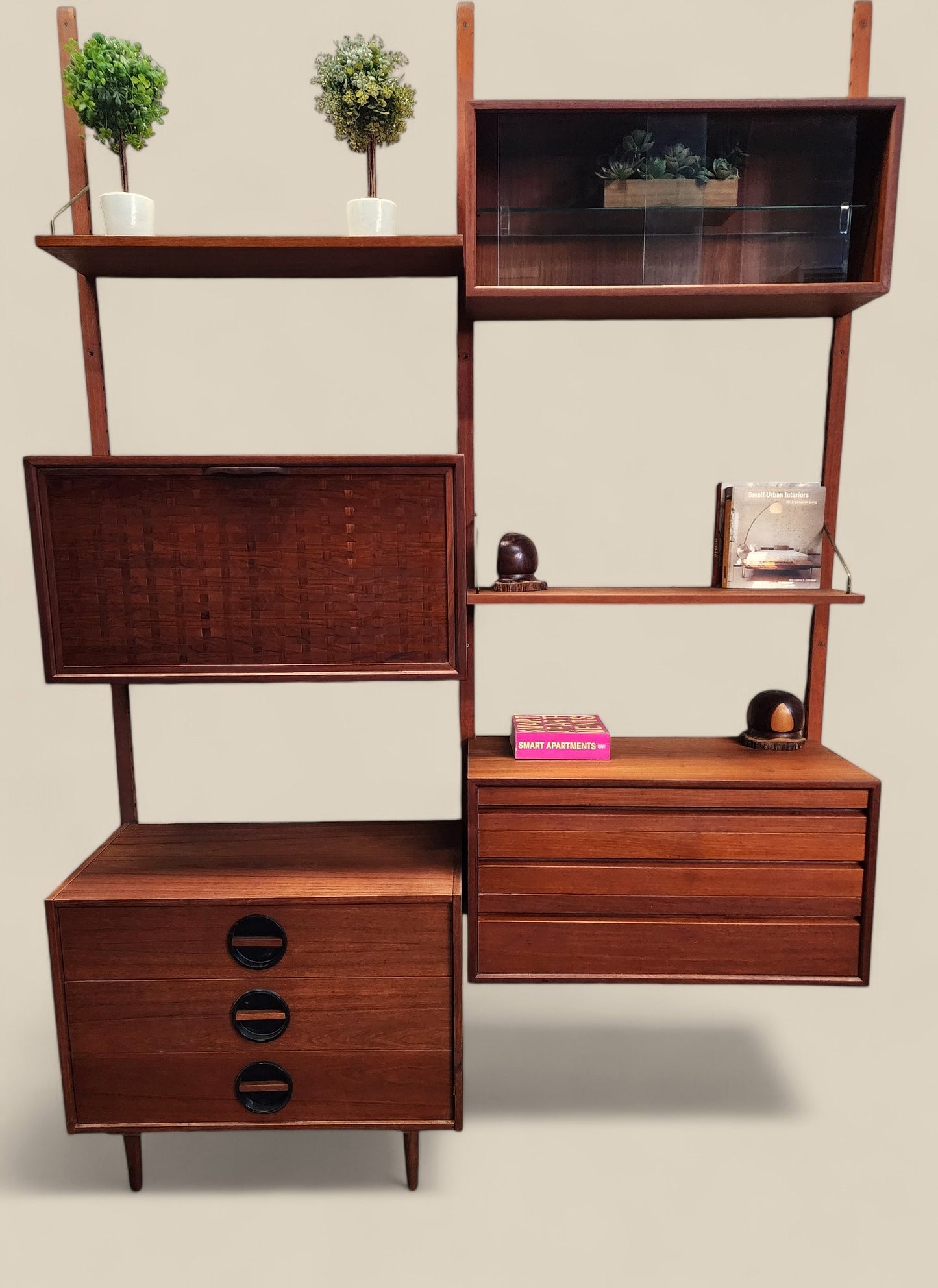 REFINISHED Danish MCM Teak Modular Wall Unit by Poul Cadovius for CADO