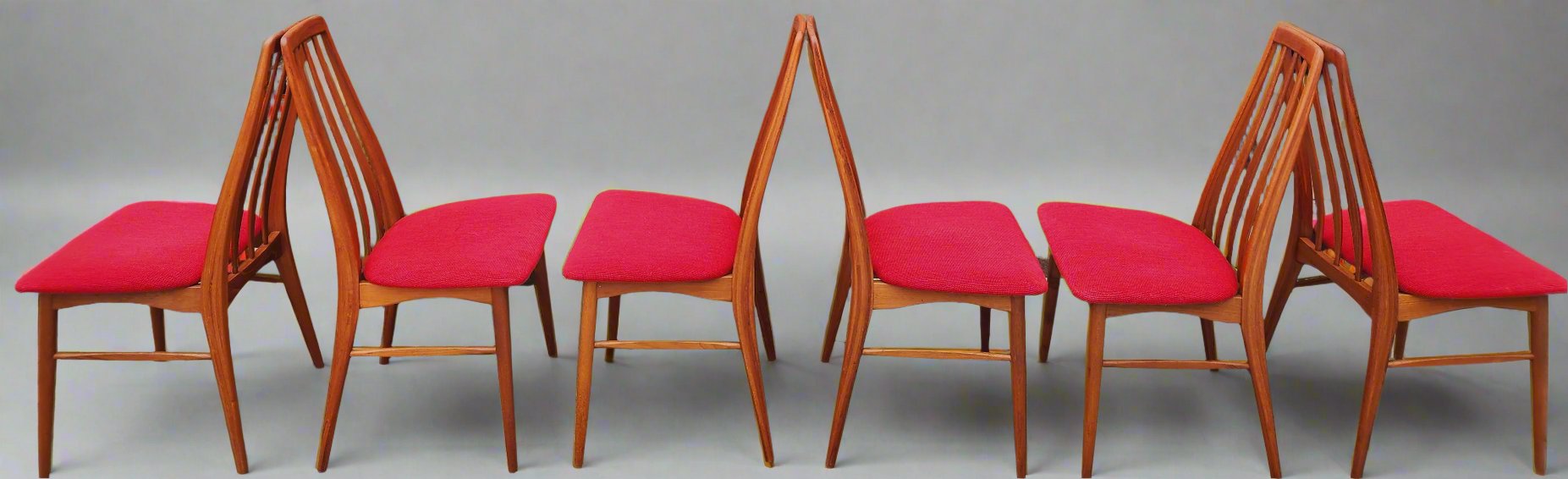 6 RESTORED Danish Mid Century Modern Teak Dining Chairs by Niels Kofoe