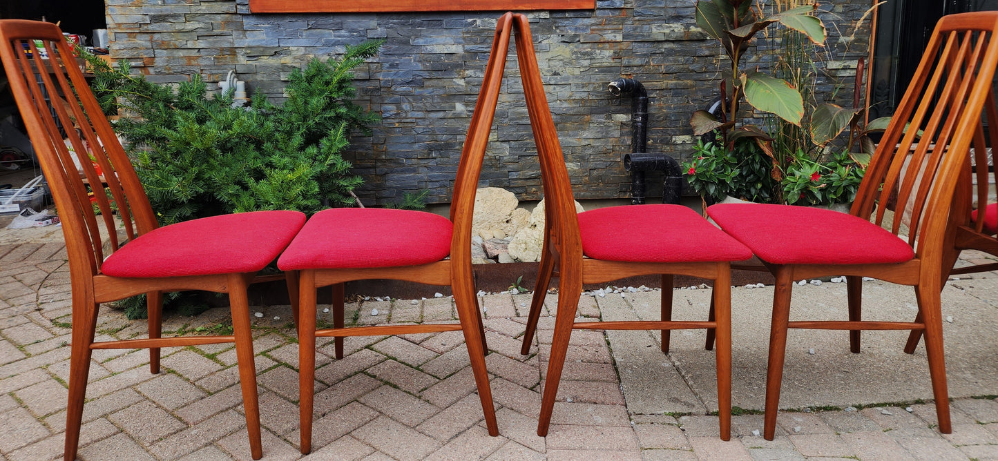 6 RESTORED Danish Mid Century Modern Teak Dining Chairs by Niels Kofoed, model Eva