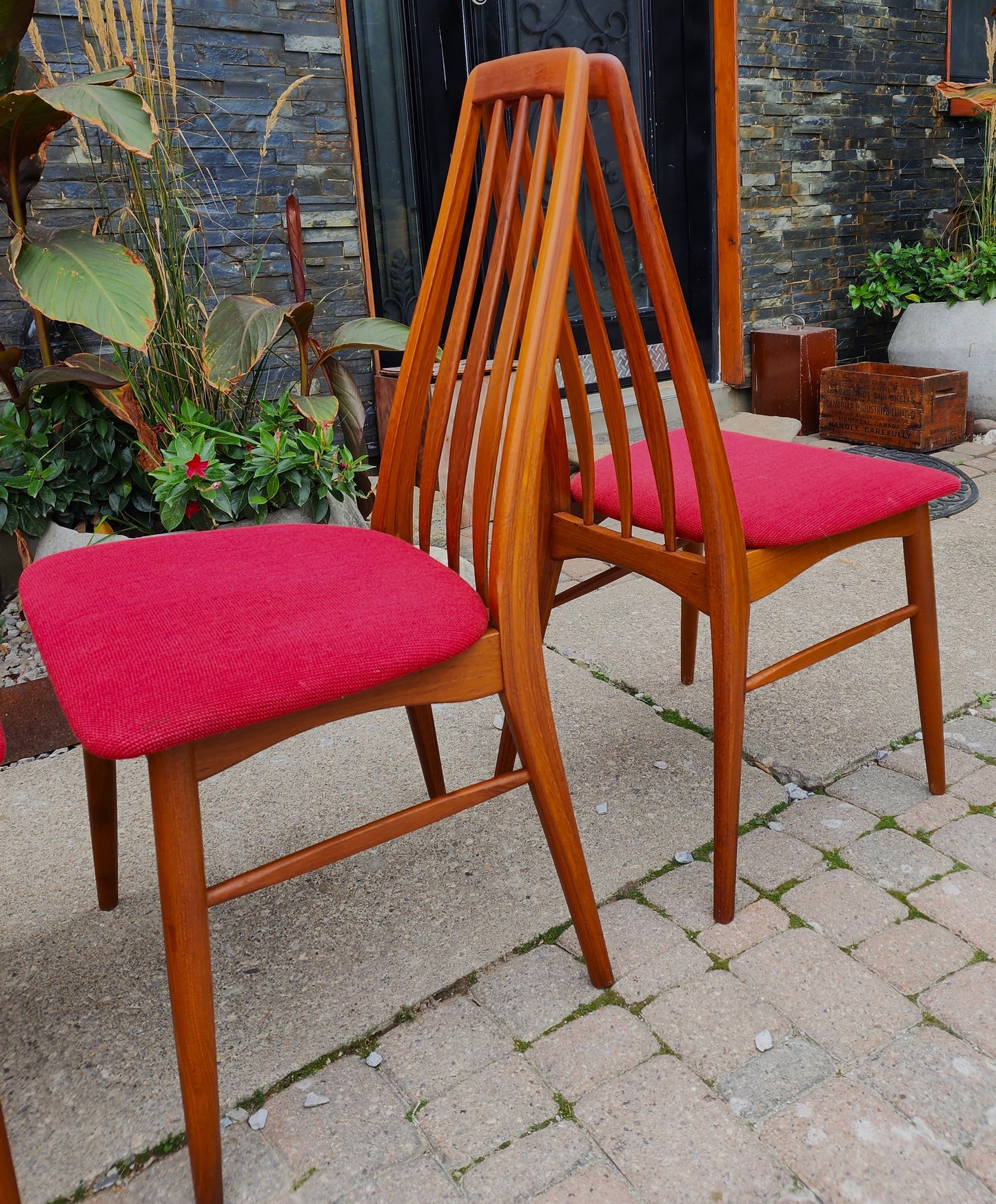 6 RESTORED Danish Mid Century Modern Teak Dining Chairs by Niels Kofoed, model Eva (12 chairs available)