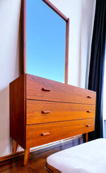 REFINISHED Danish Mid Century Modern Teak Cabinet with Drawers & Mirror 3
