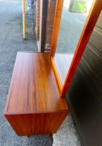 REFINISHED Danish Mid Century Modern Teak Cabinet with Drawers & Mirror 7