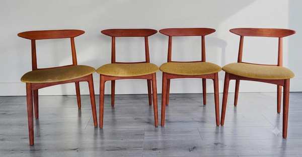 4 REFINISHED Danish MCM Teak Chairs by Arne Hovmand-Olsen for Mogens Kold, will be REUPHOLSTERED