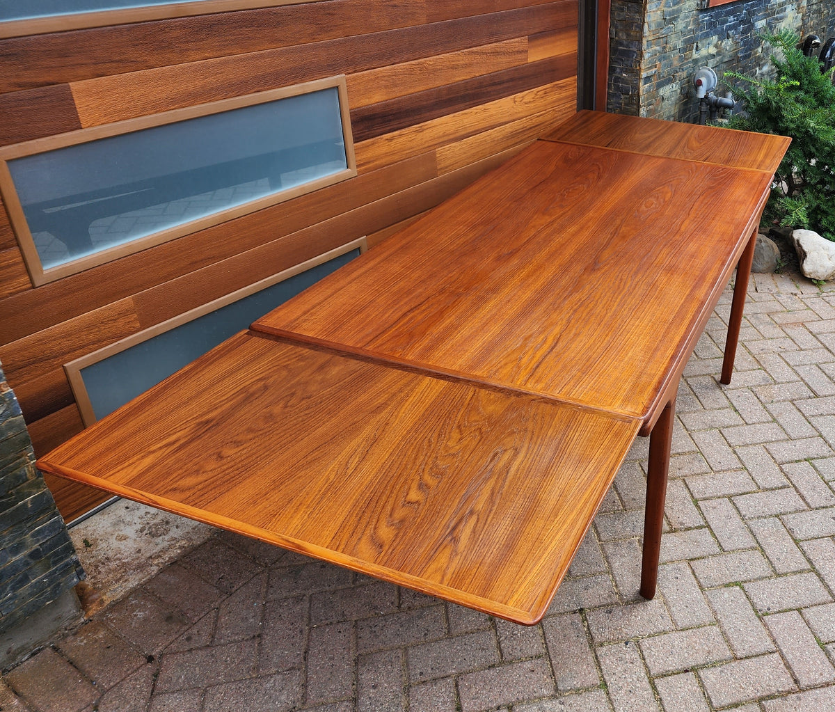 REFINISHED Danish MCM Teak Dining Table w 2 Leaves by Niels O. Moller, 63