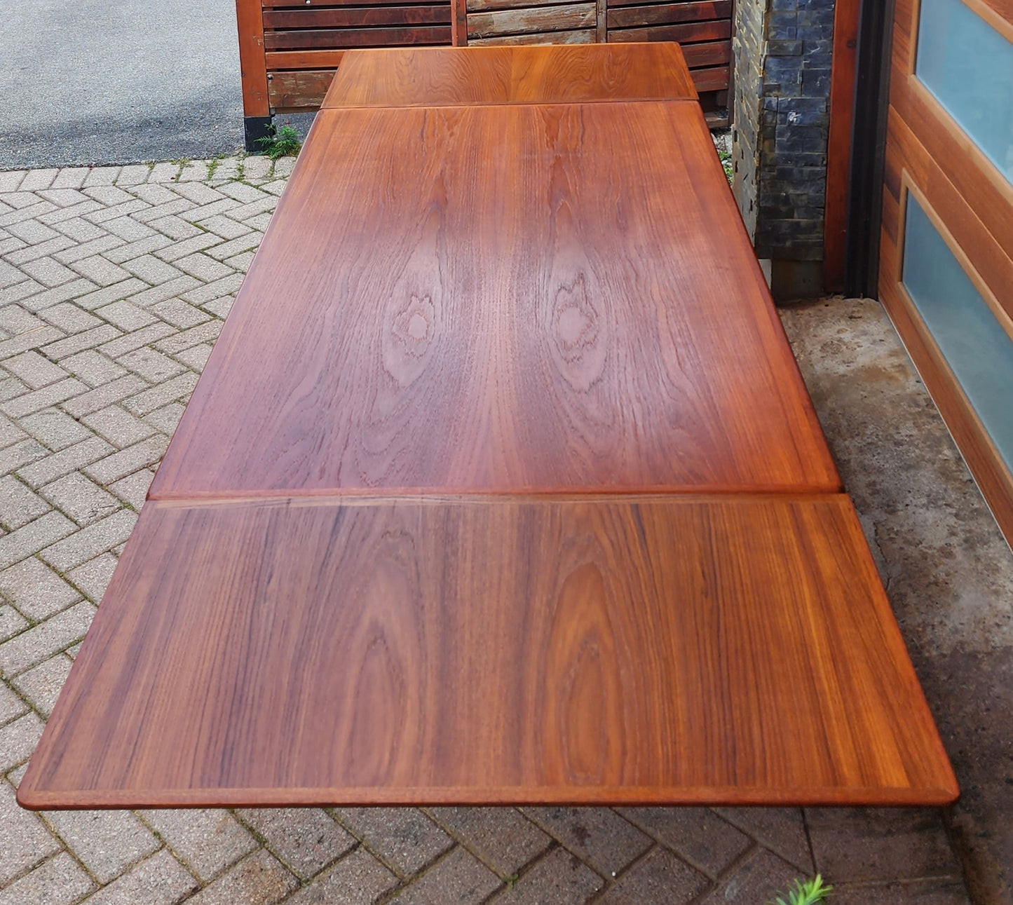 REFINISHED Danish MCM Teak Dining Table w 2 Leaves by Niels O. Moller, 63" - 102"