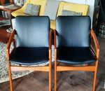 2 REFINISHED REUPHOLSTERED Danish Mid Century Modern Angled Armchairs (have more chairs) 3
