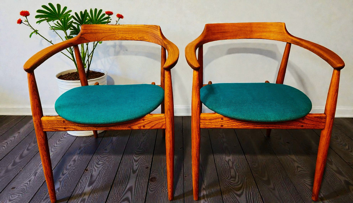 2 REFINISHED Danish Mid Century Modern Armchairs by A.Wahl Iversen, model ST 750
