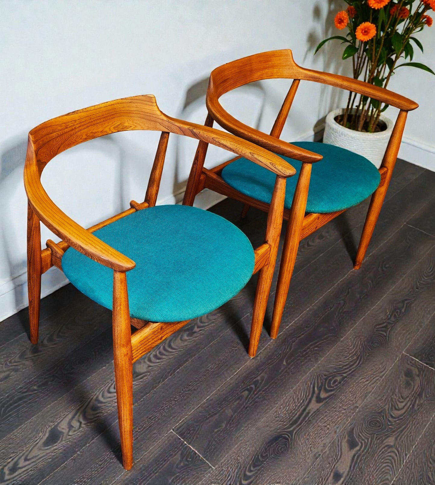 2 REFINISHED Danish Mid Century Modern Armchairs by A.Wahl Iversen, model ST 750