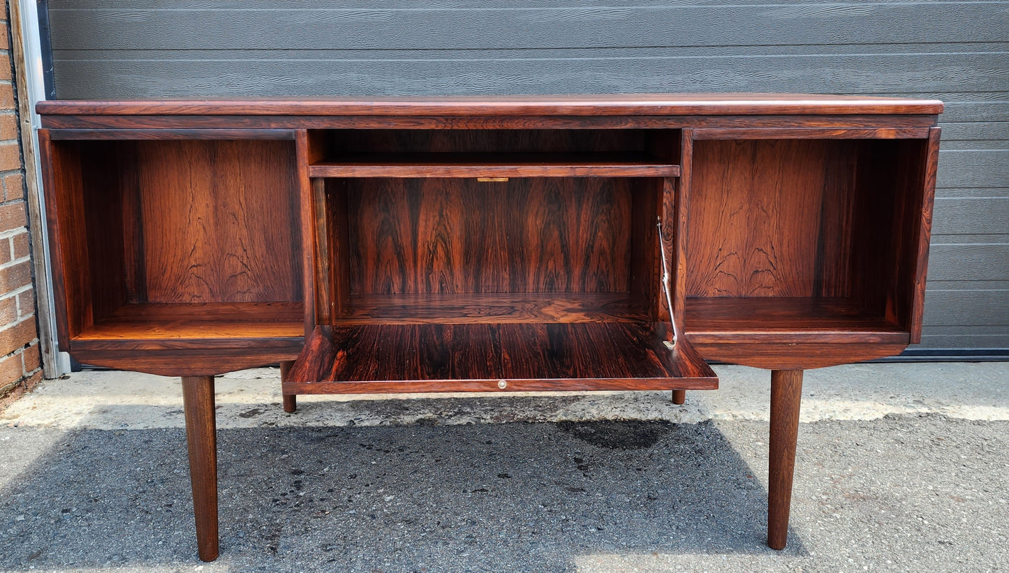 REFINISHED Danish Mid Century Modern Rosewood Desk w Bookcase & Bar Back by J. Svenstrup