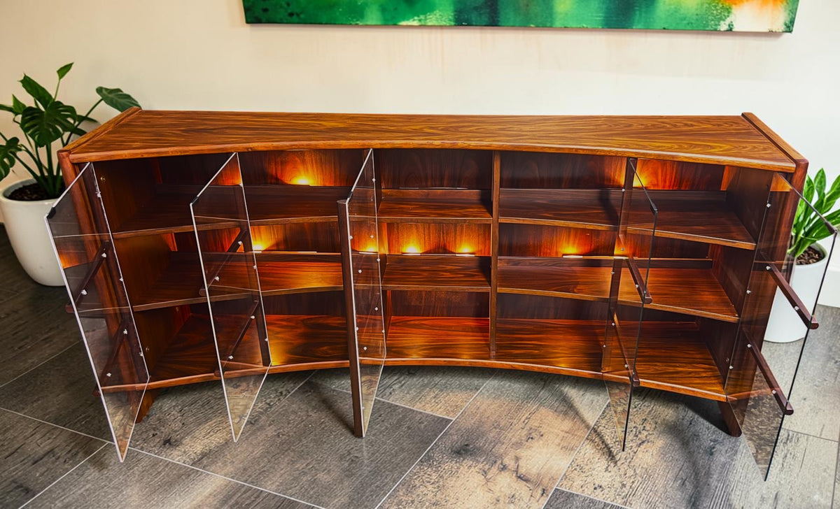 RESTORED Danish MCM Curved Rosewood Cabinet by J. Andersen for C. Linneberg 79