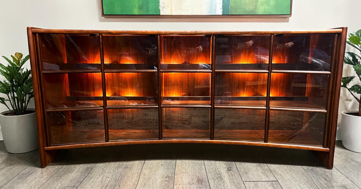 RESTORED Danish MCM Curved Rosewood Cabinet by J. Andersen for C. Linneberg 79