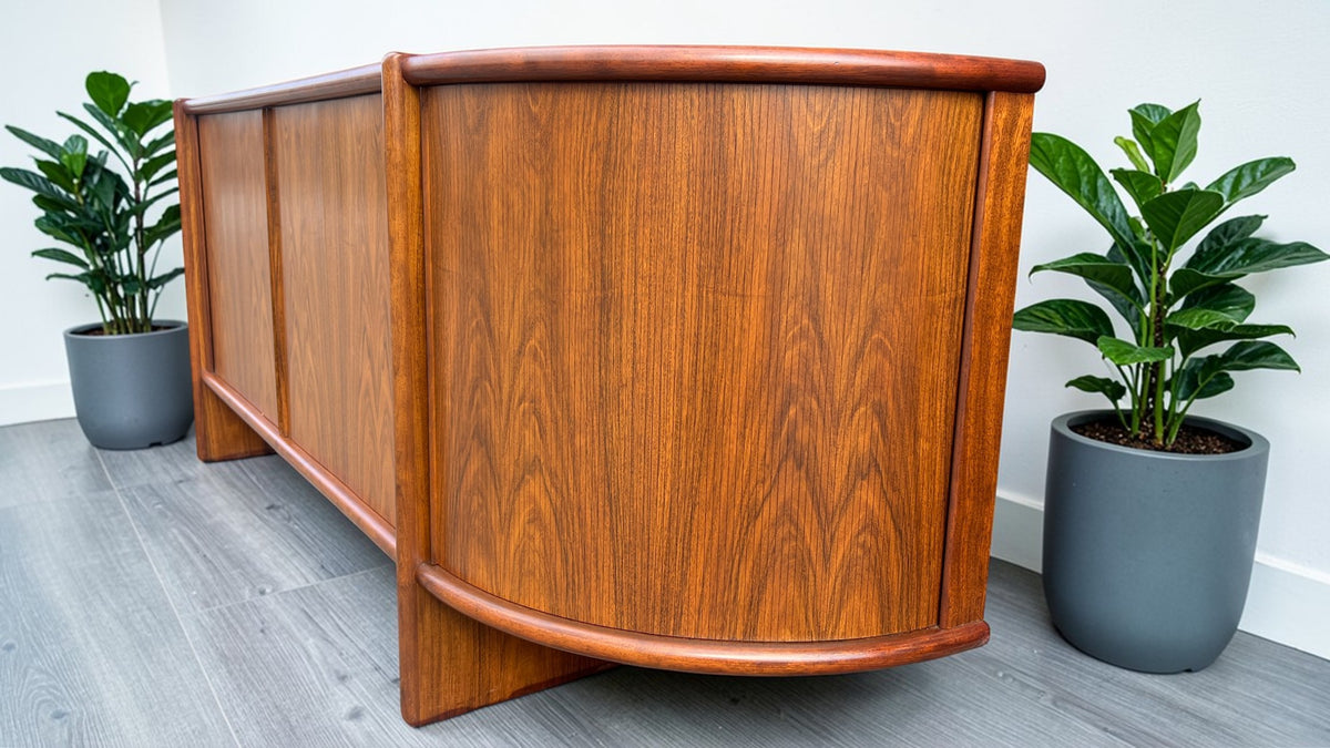 RESTORED Danish MCM Rosewood Tambour Sideboard by P. Hundevad 88