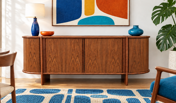 RESTORED Danish MCM Rosewood Tambour Sideboard by P. Hundevad 88"