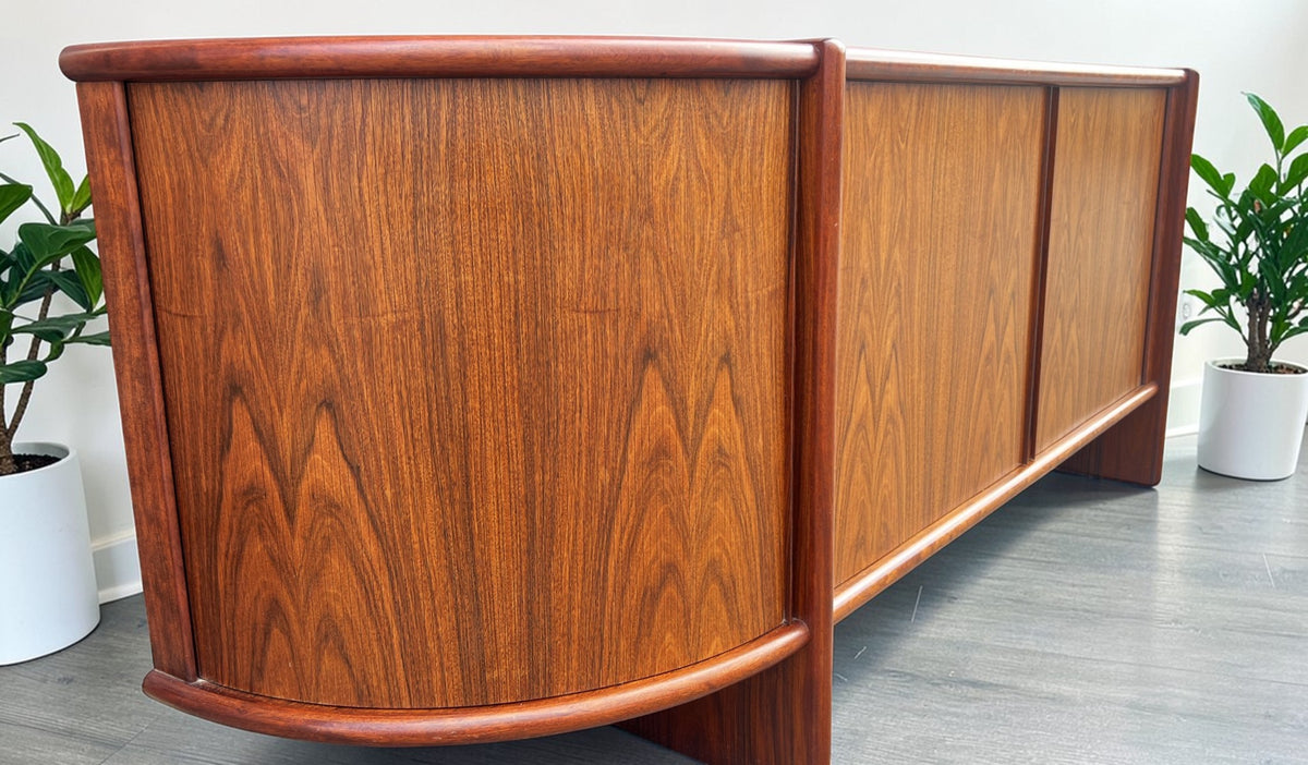 RESTORED Danish MCM Rosewood Tambour Sideboard by P. Hundevad 88