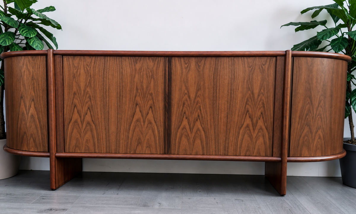 RESTORED Danish MCM Rosewood Tambour Sideboard by P. Hundevad 88