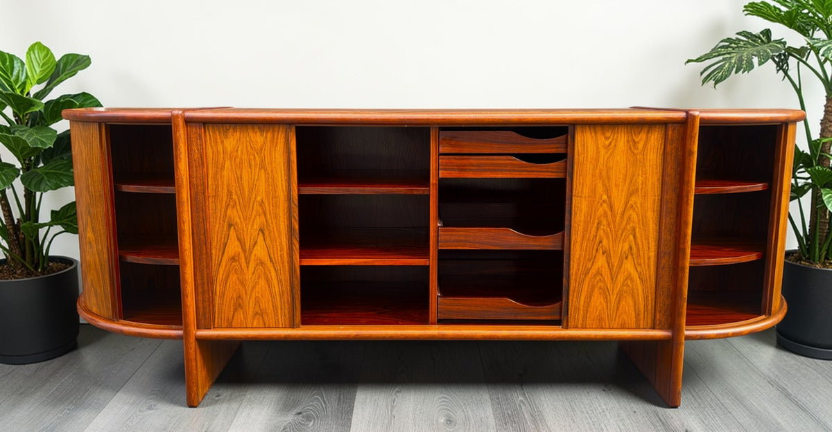 RESTORED Danish MCM Rosewood Tambour Sideboard by P. Hundevad 88