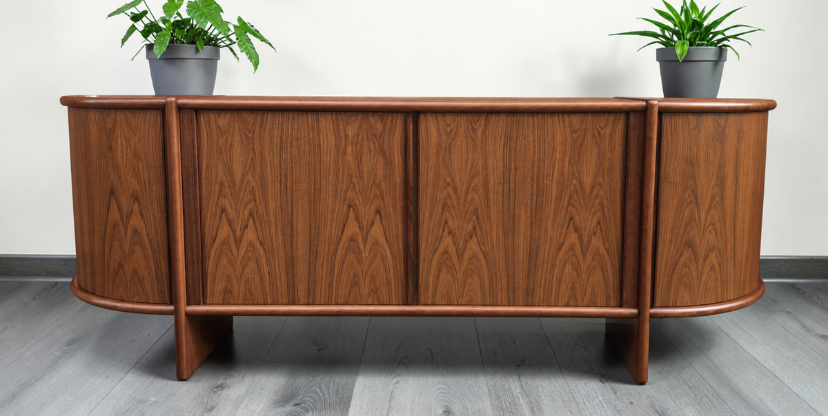 RESTORED Danish MCM Rosewood Tambour Sideboard by P. Hundevad 88