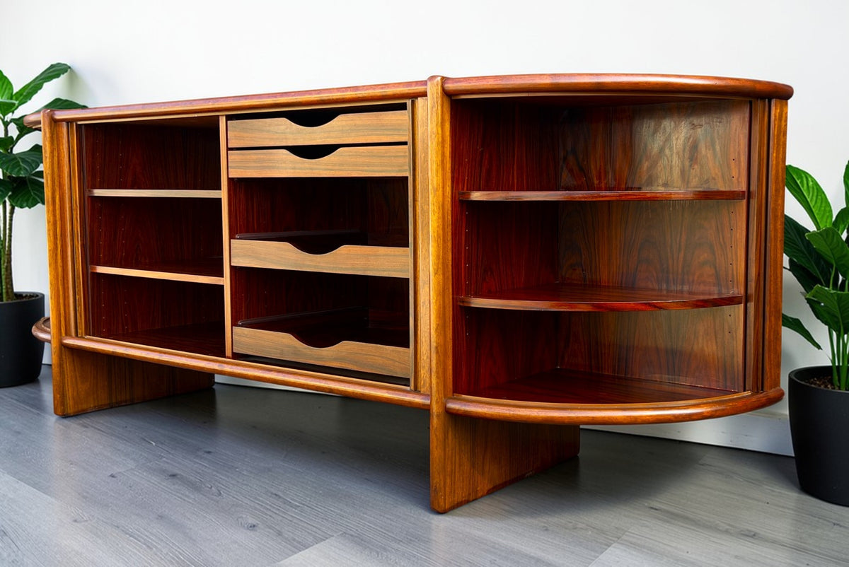 RESTORED Danish MCM Rosewood Tambour Sideboard by P. Hundevad 88