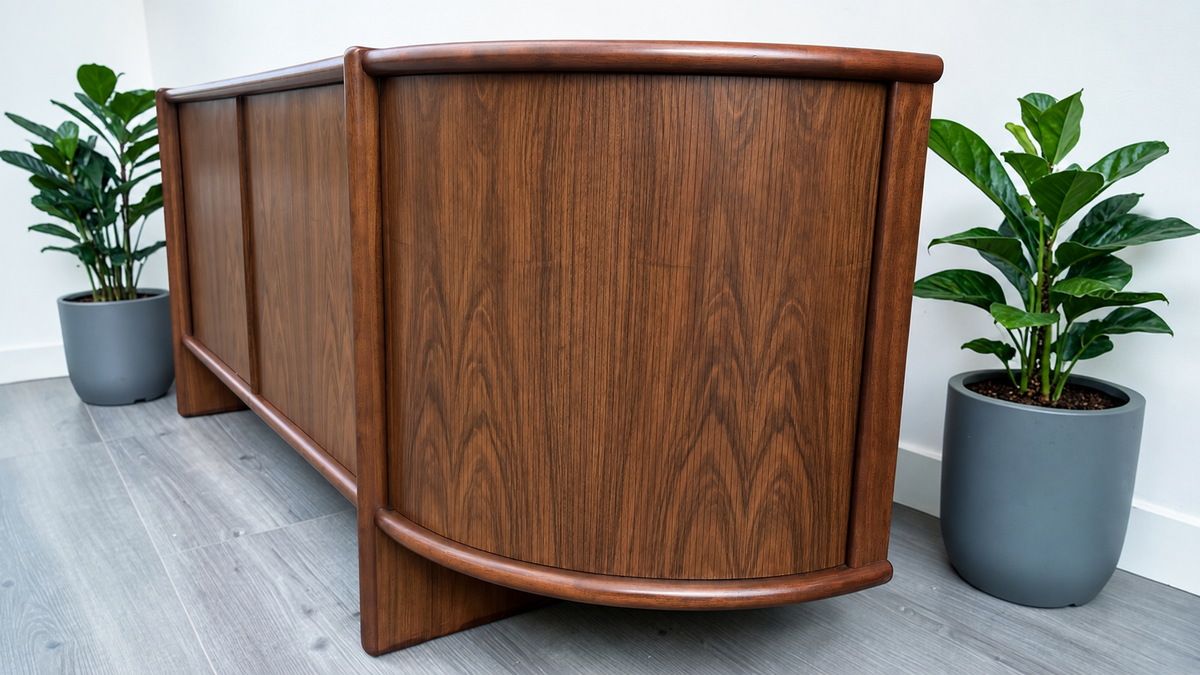 RESTORED Danish MCM Rosewood Tambour Sideboard by P. Hundevad 88