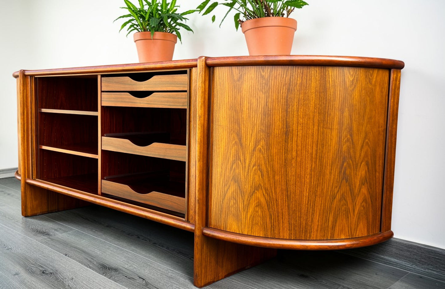 RESTORED Danish MCM Rosewood Tambour Sideboard by P. Hundevad