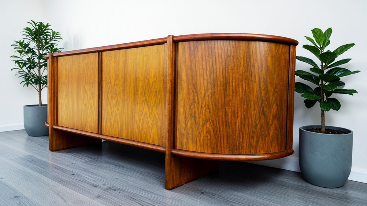 RESTORED Danish MCM Rosewood Tambour Sideboard by P. Hundevad 88
