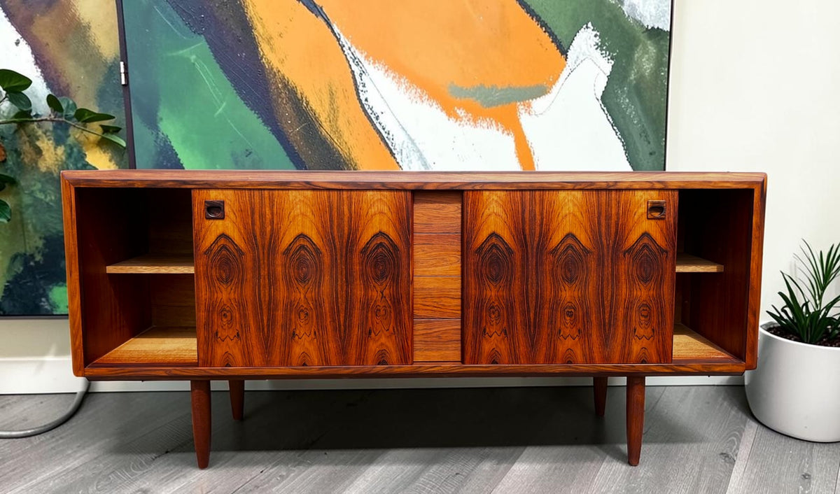 REFINISHED Danish Mid Century Modern Rosewood Sideboard 70