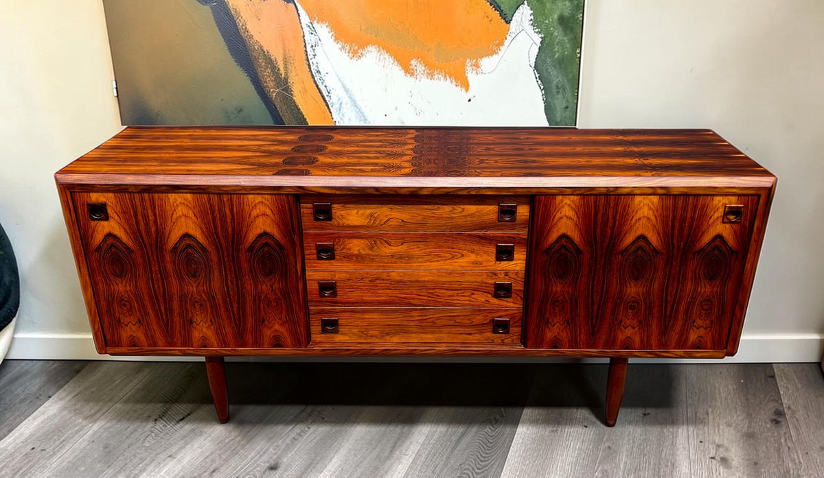 REFINISHED Danish Mid Century Modern Rosewood Sideboard 70