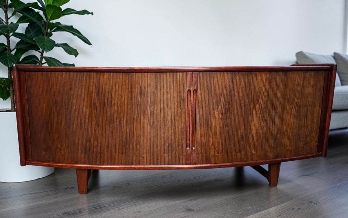 RESTORED Danish MCM Rosewood Tambour Credenza by J. Andersen for C. Linneberg 79