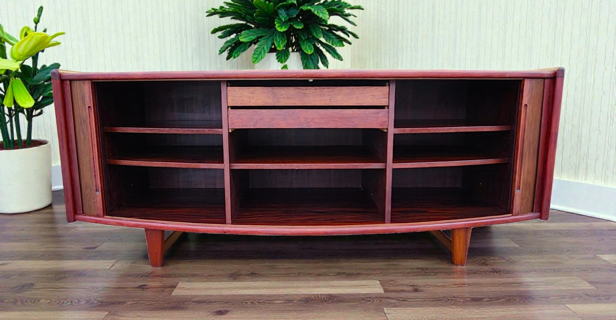 RESTORED Danish MCM Rosewood Tambour Credenza by J. Andersen for C. Linneberg 79