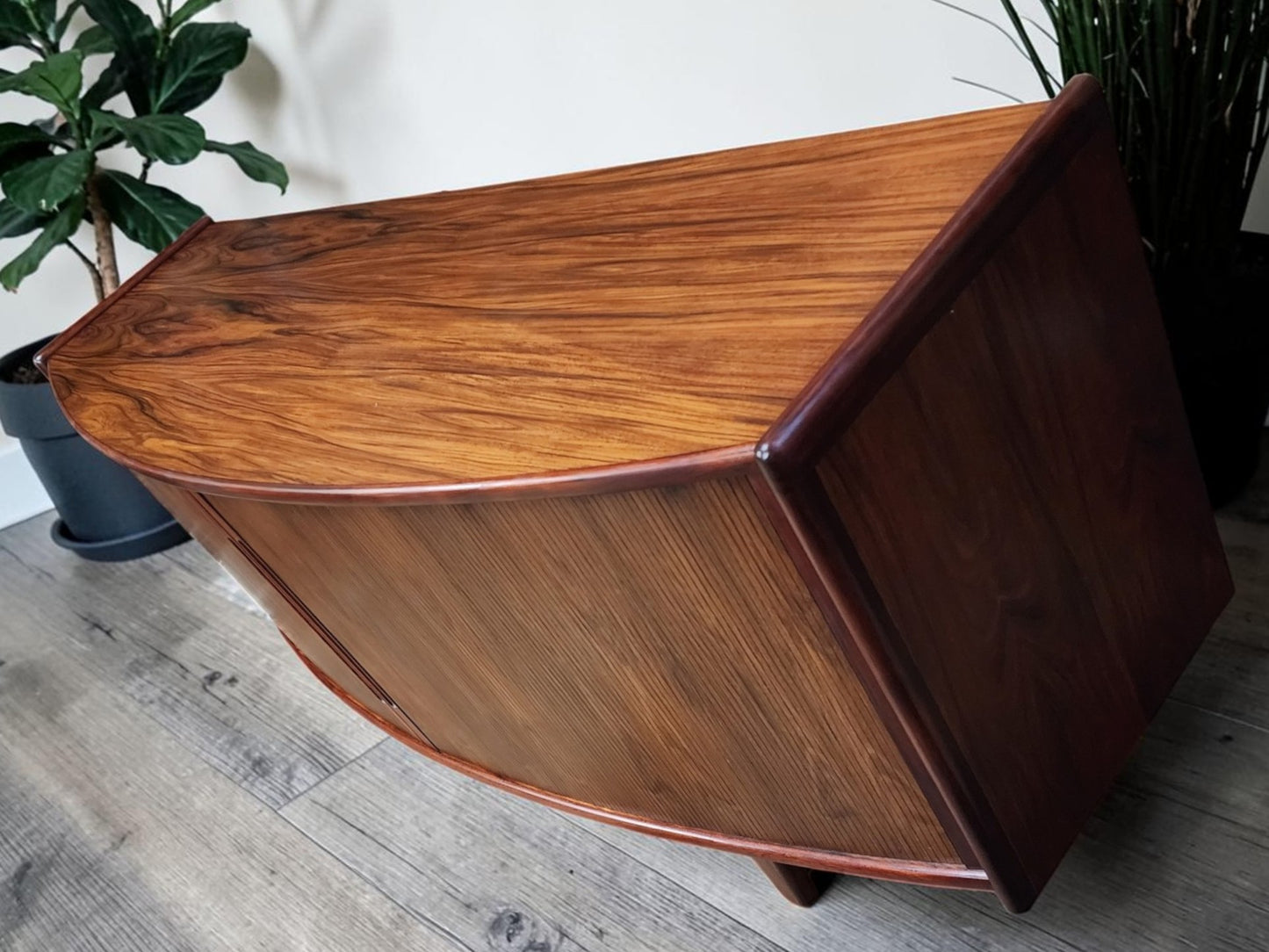 RESTORED Danish MCM Rosewood Tambour Credenza by J. Andersen for C. Linneberg 79"
