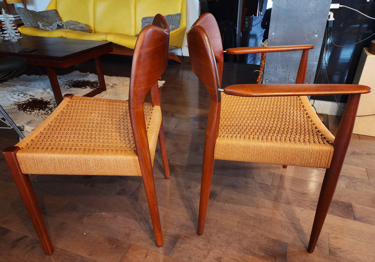 6 RESTORED Danish Mid Century Modern Teak & Papercord Chairs by A.H. Olsen for M.Kold