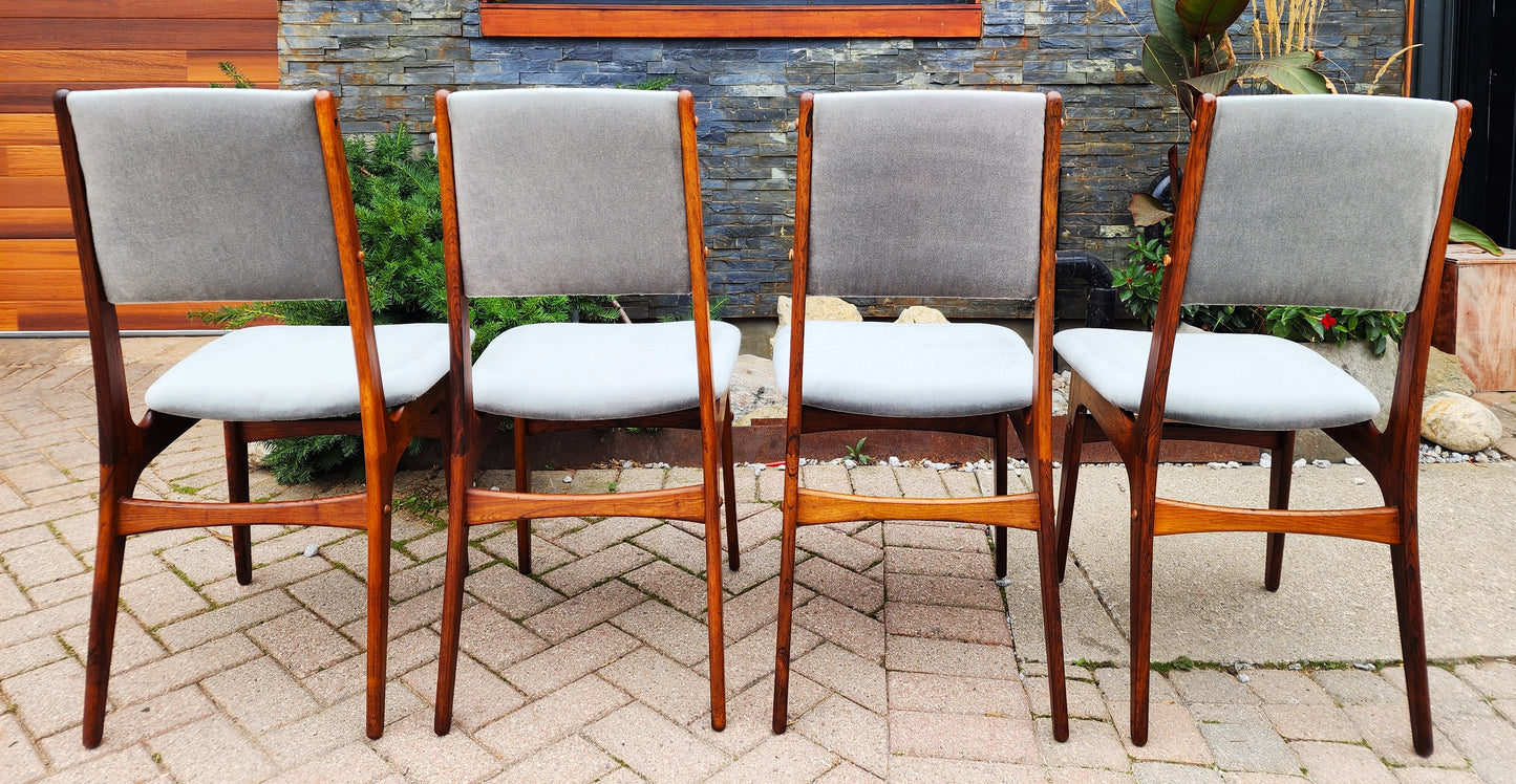 4 RESTORED REUPHOLSTERED in wool mohair Danish MCM Brazilian Rosewood Chairs