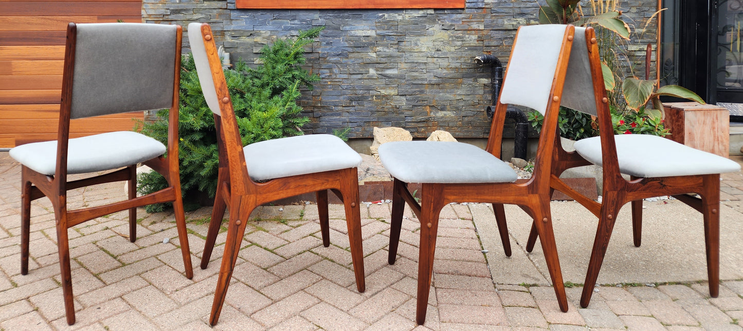 4 RESTORED REUPHOLSTERED in wool mohair Danish MCM Brazilian Rosewood Chairs