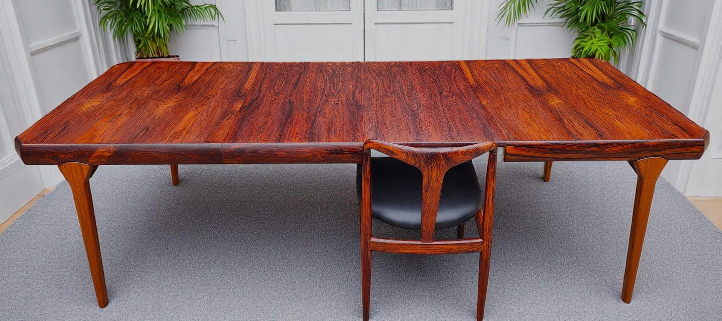 REFINISHED Danish Mid Century Modern Rio Rosewood Table 2 Leaves Selfstoring 59"-98.5"