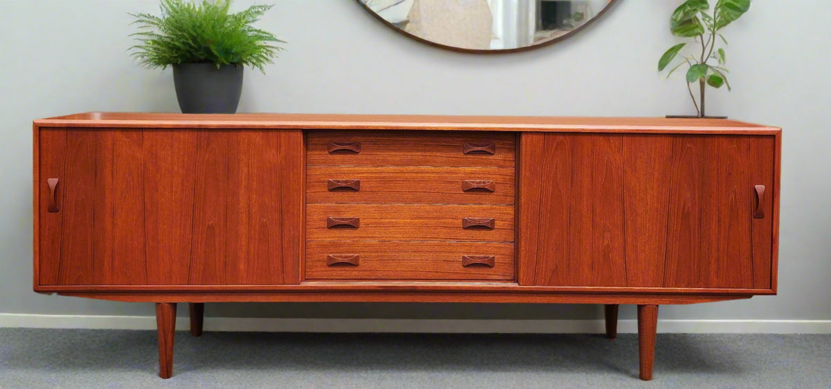 REFINISHED Danish Mid Century Modern Teak Sideboard by Clausen & Son, 82