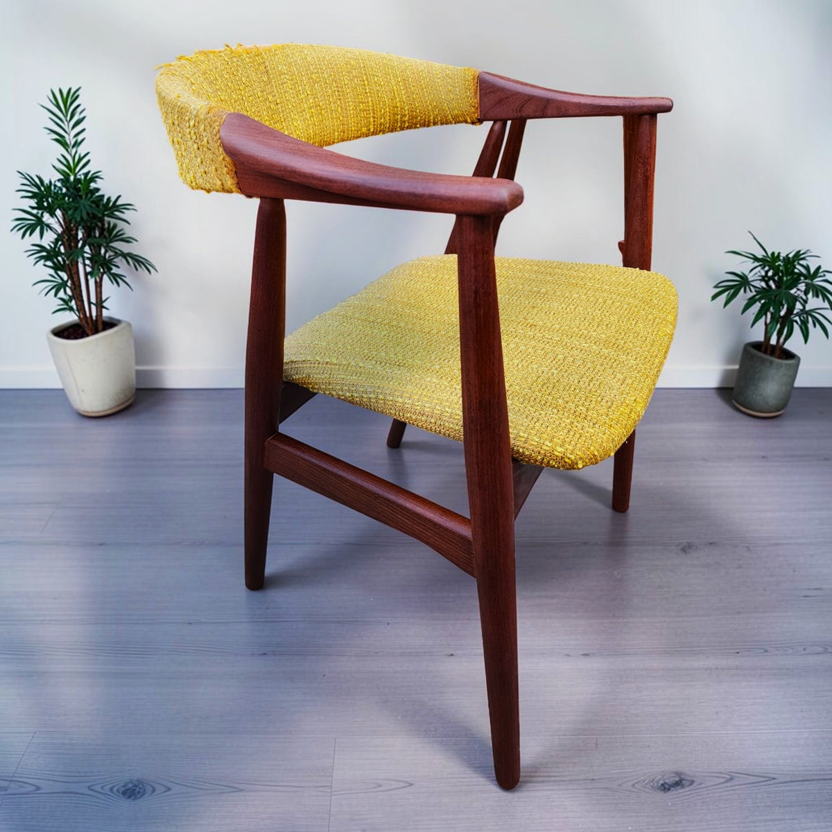 REFINISHED Danish Mid Century Modern Teak Armchair by Th. Harlev