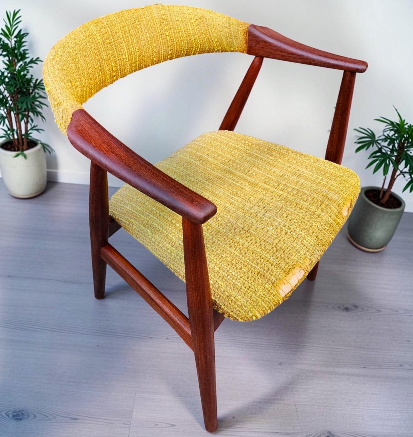 REFINISHED Danish Mid Century Modern Teak Armchair by Th. Harlev